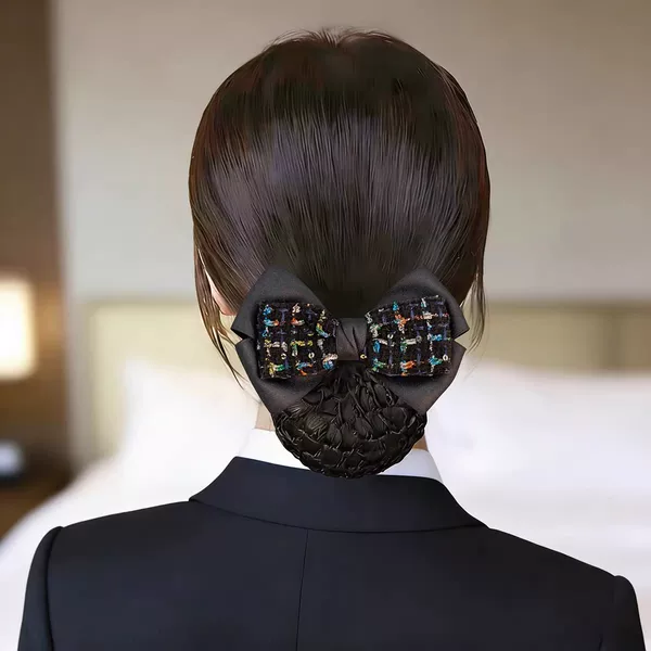 2026 New Style Bank-Style Hair Accessories, Professional Hair Ornaments for Women, Net Hair Bun Accessories, Stewardess Hospital Bow Hair Clips