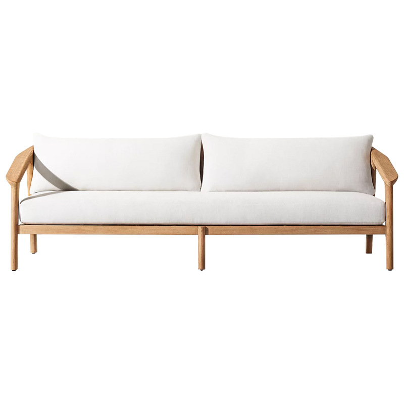 Sofá nórdico de teca al aire libre, sofá de patio al aire libre, impermeable y protector solar, sofá de ratán al aire libre, sofá de madera maciza