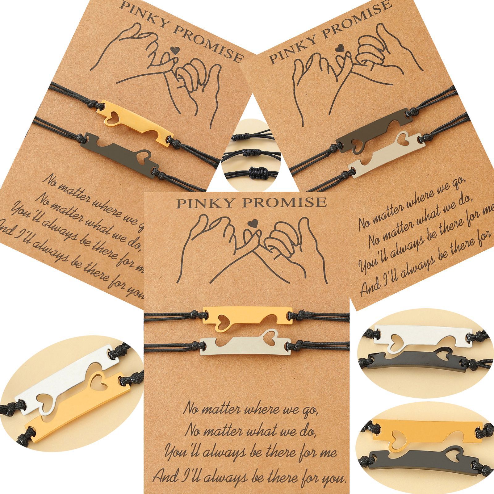 1 Piece Fashion Heart Shape Stainless Steel Wax Line Handmade Unisex Bracelets display picture 1