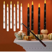 跨境电子遥控7号电池长杆蜡烛灯 万圣节杆蜡悬浮蜡烛魔杖蜘蛛网