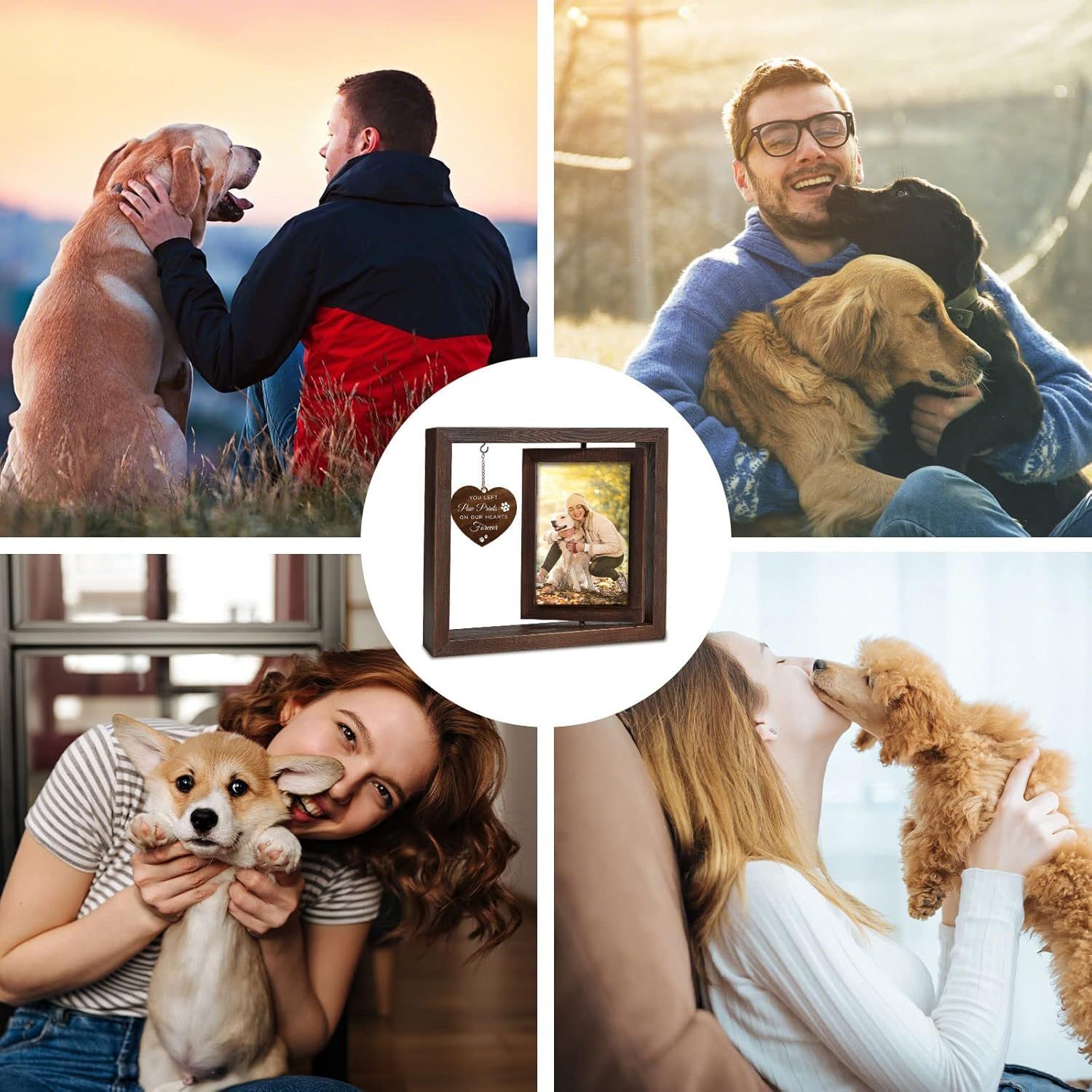 Marco de fotos giratorio de venta caliente transfronterizo, colgante de amor conmemorativo de mascotas, listado como recuerdo