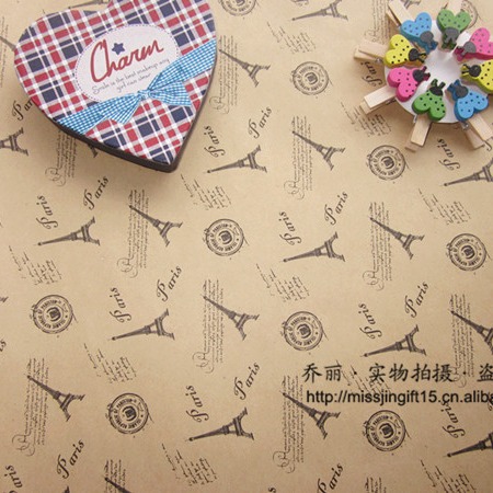 Papel de embalaje de flores Papel de embalaje de regalo de torre de papel Kraft vintage Material de embalaje de ramo de flores secas al por mayor