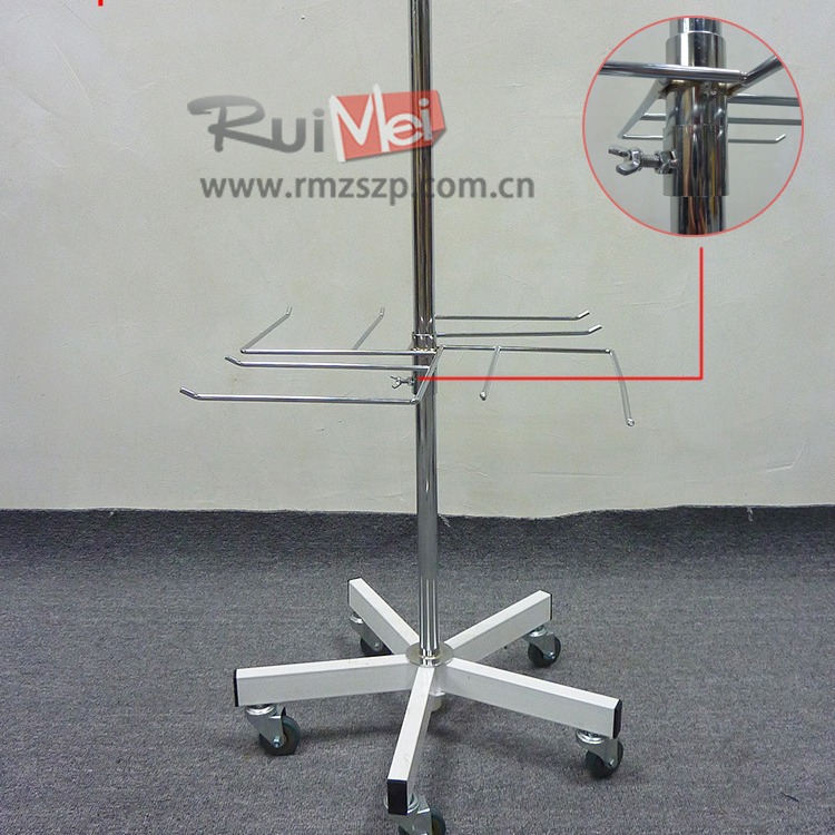 加工生产 落地式展示挂架 围巾衣帽展示架 卐字型可旋转展示挂架