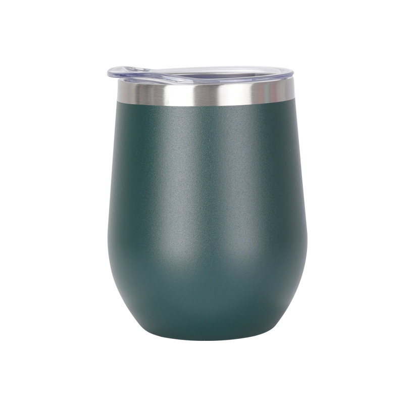 Taza de huevo transfronteriza de 12oz taza de vino tinto creativo taza de hielo en forma de U taza de cáscara de huevo rociada de acero inoxidable al vacío de doble capa personalizada