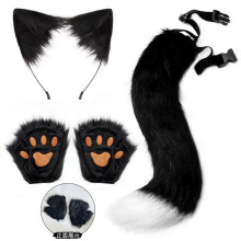 熊掌兽爪猫爪手套半指cosplay漫展道具可爱长毛绒万圣节手套欧美