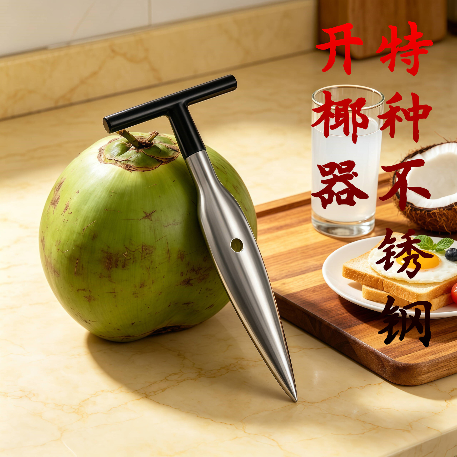 Direct Sale Stainless Steel Coconut Opener, Coconut Shovel, Coconut Knife, Coconut Punching Tool, Coconut Drilling Tool, Manual Coconut Opener