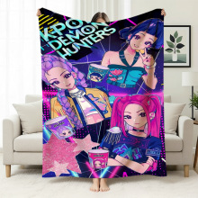 KPOP猎魔女团毯子毛毯女团周边午睡毯印花法兰绒办公室沙发盖毯
