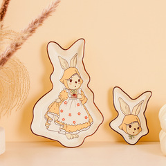 可愛陶瓷盤子菜盤 卡通兔子盤餐盤家用點心盤水果盤ins高顏值碟子