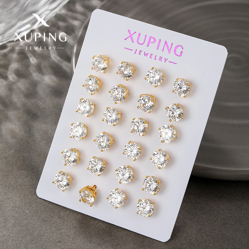 Pendientes de botón con circonita de aleación – joyería minimalista en color dorado unisex