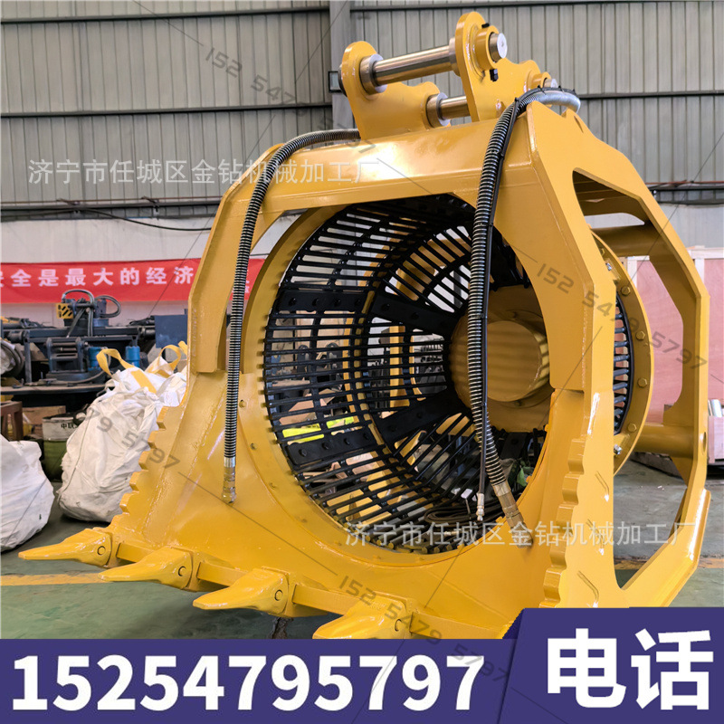 挖掘机液压滚筒筛 管道回填筛沙斗 工地砂料分离圆筒筛 厂家直销