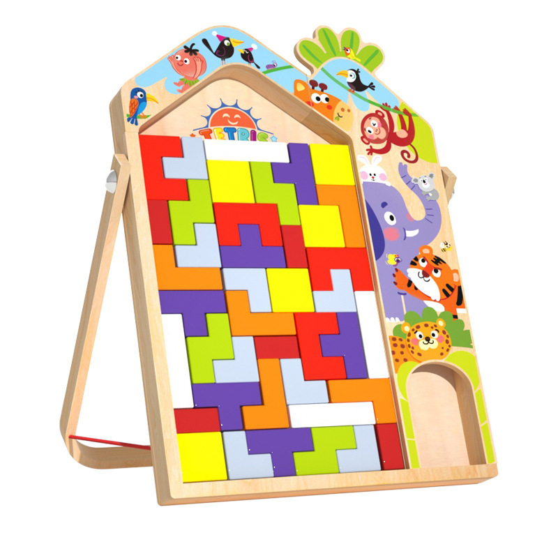 Madera tridimensional cuadros rusos puzzle bloques multifuncionales puzzle interacción padres-hijos juguetes de educación temprana para niños y niñas