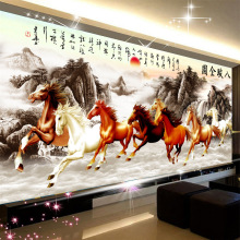 钻石画2025新款满钻客厅5d八骏图马到成功点砖石贴画十字绣八马骏