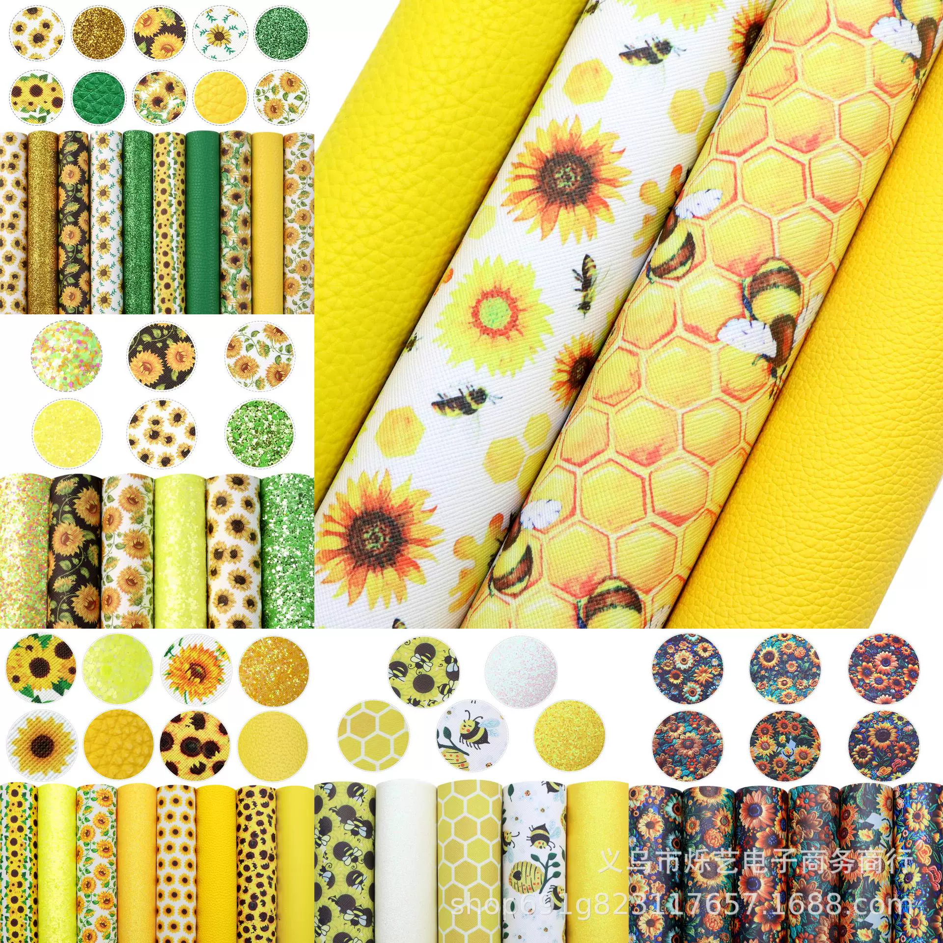 20*33cm весенний подсолнух ПВХ кожаный набор DIY бант серьги мешок материал, 1Yc67286