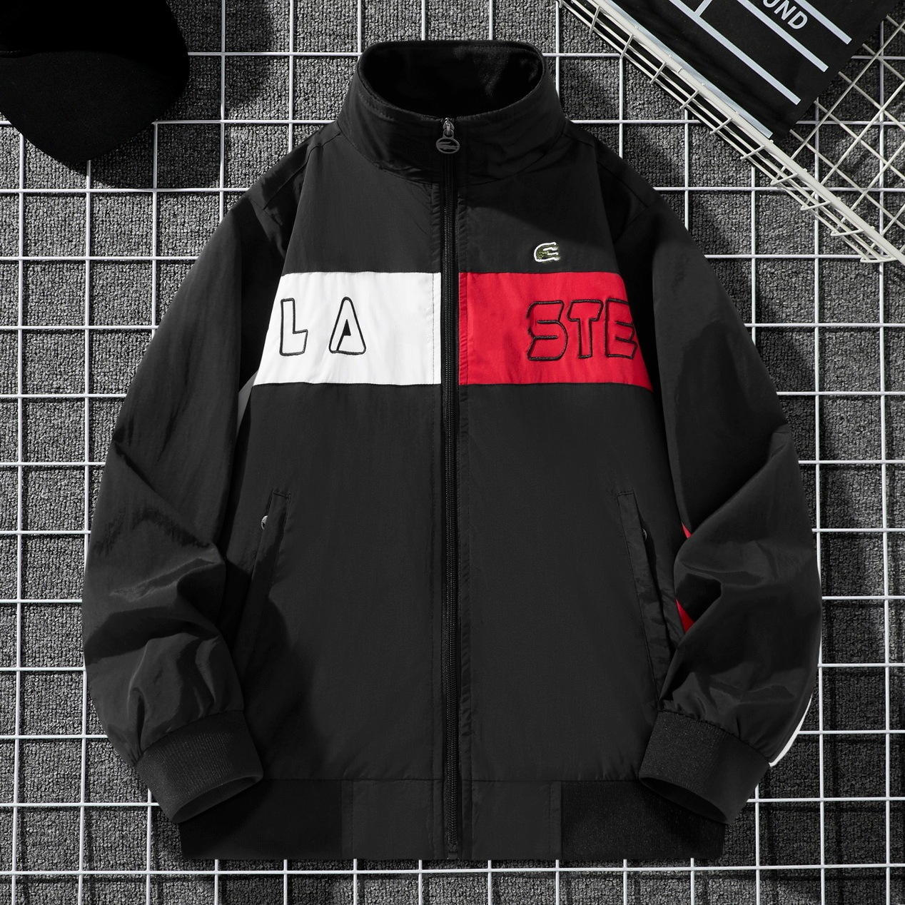 Autumn cross-border quality product: stand-up collar cardigan, crocodile jacket, foreign trade quality, embroidered small logo, outdoor windbreaker