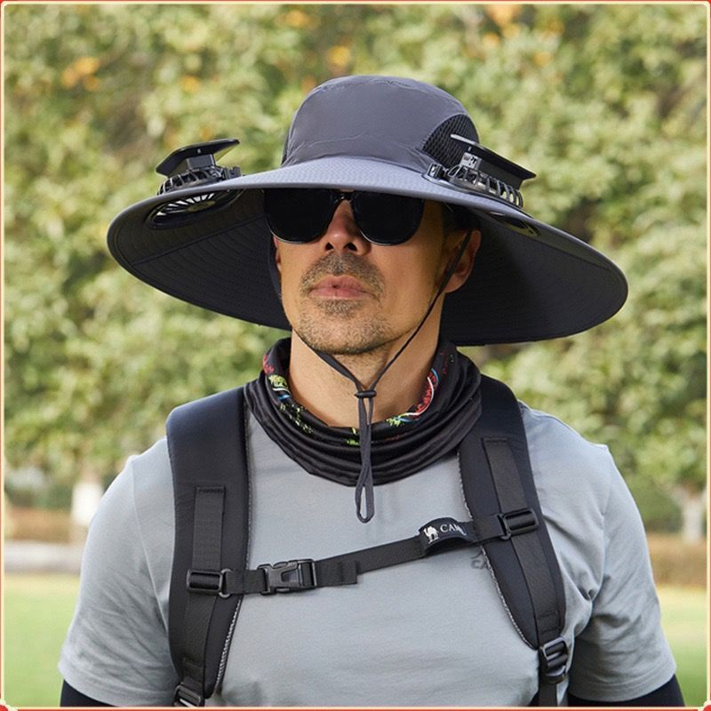ソーラーファン釣り男性屋外夏登山 UV サンシェードサンハット漁師帽子日焼け止め帽子|undefined