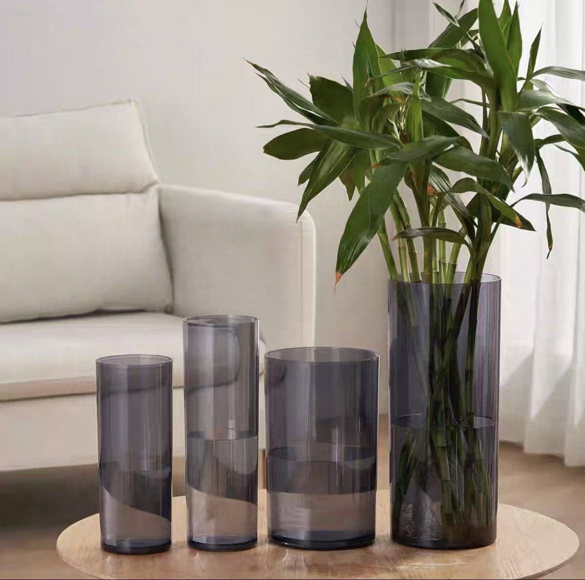 アクリル防投花瓶置物客間生け花透明水養富貴竹直筒軽贅沢高級感覚醒花桶