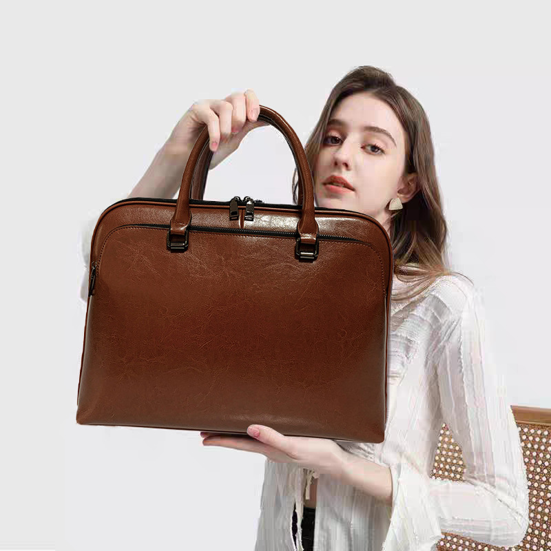 Men's Leather Briefcase Business Document Bag Large Capacity New Laptop Bag