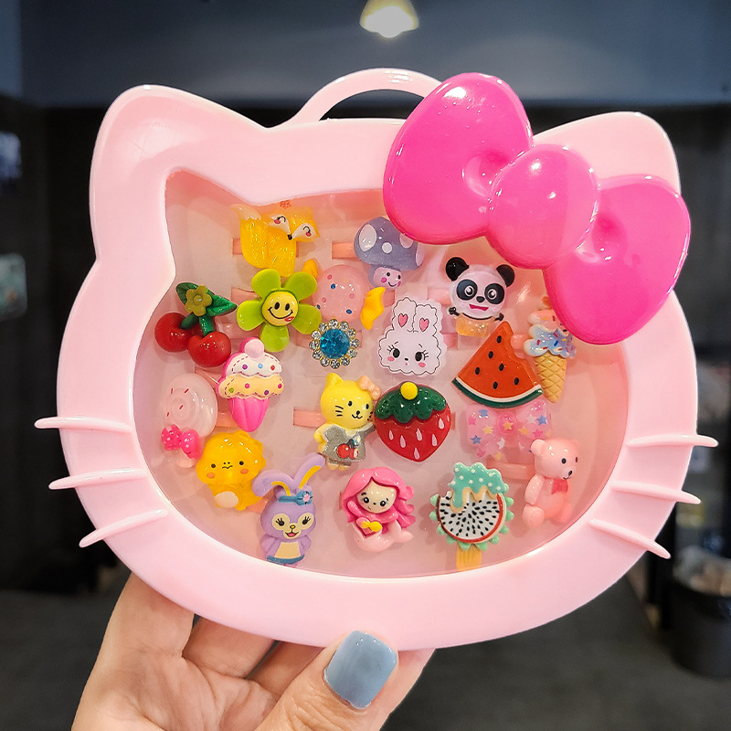 Anillo DE LOS NIÑOS lindo anillo de resina de dibujos animados en caja niña joyería juguete pequeño regalo al por mayor joyería del anillo