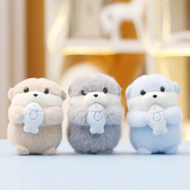 Trendy Plush Toy Otter Doll Cute Claw Machine Doll Wholesale Bag Charm Keychain Small Pendant