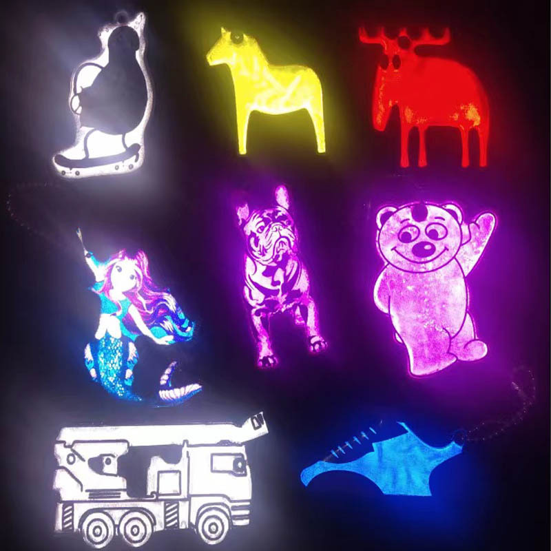 高亮彩色Pvc反光钥匙扣 多功能工艺礼品挂件 多款式个性反光挂件