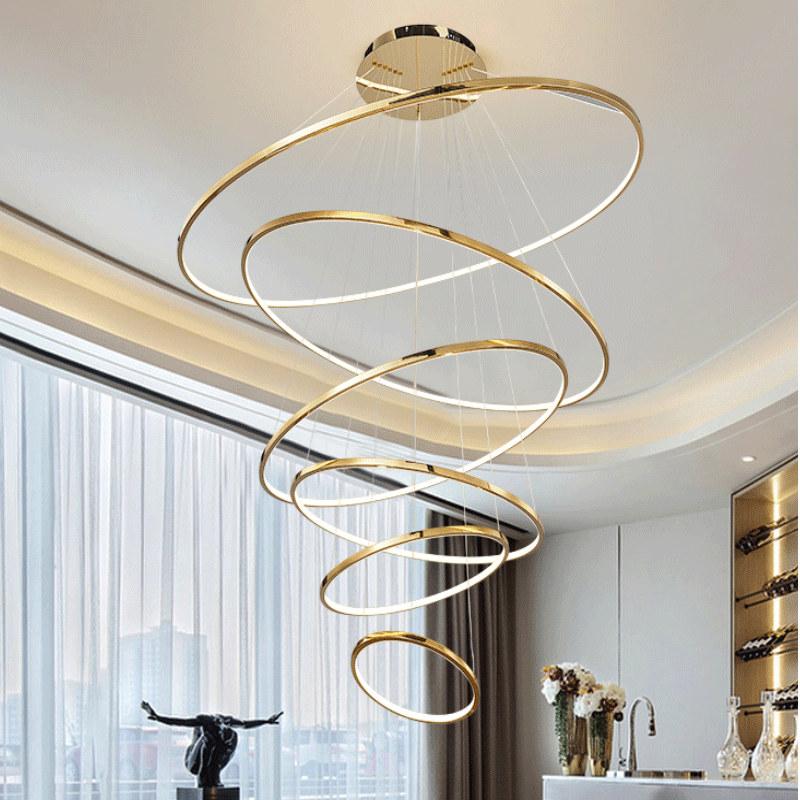 Nordic circle stainless steel chandelier...