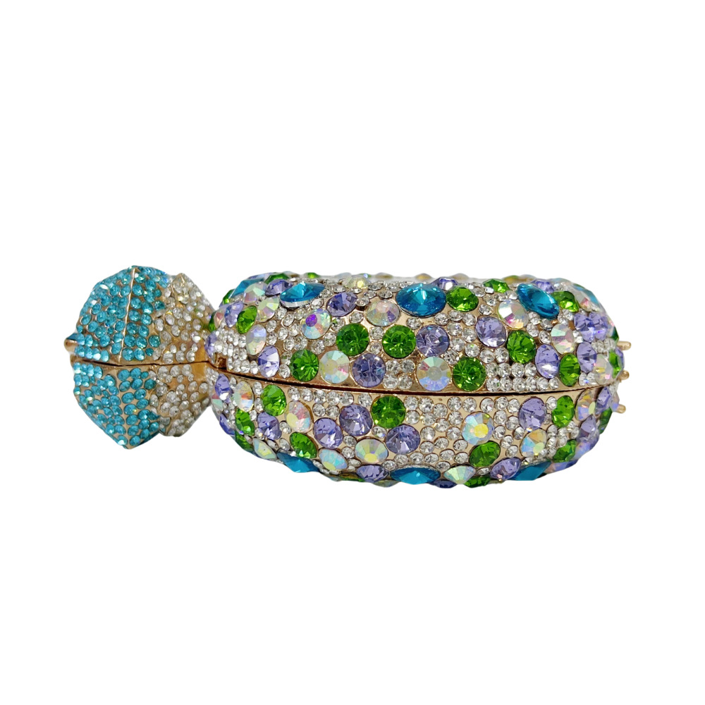 Túi clutch nữ đính đá hình vỏ sò tròn, đựng nước hoa, cầm tay dạ hội — Đế vàng/màu tím xanh, hồng, sâm panh, Bạc AB