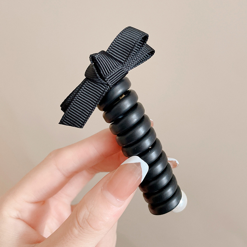 2025 nueva plata brillante cinza plateada cinta de tejido arco perlas línea telefónica anillo de cabello de mujer burbuja trenza cabello de cabello