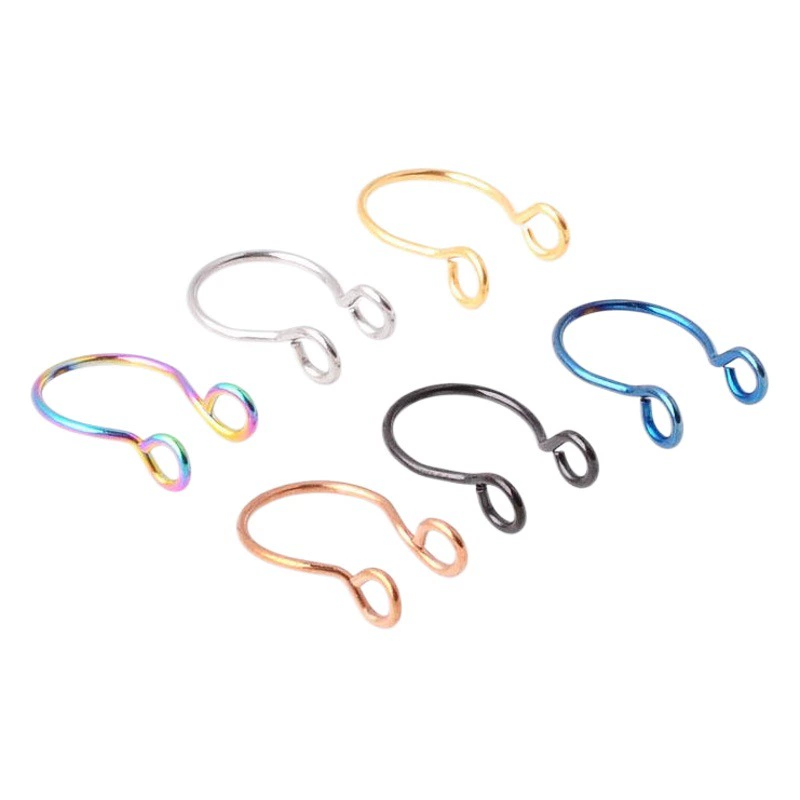 Европейское и американское поддельное кольцо из нержавеющей стали для носа Вакуумное окрашивающее гальваническое покрытие Неувядающее двойное кольцо Поддельное кольцо для носа Взрывы Зажим для носа