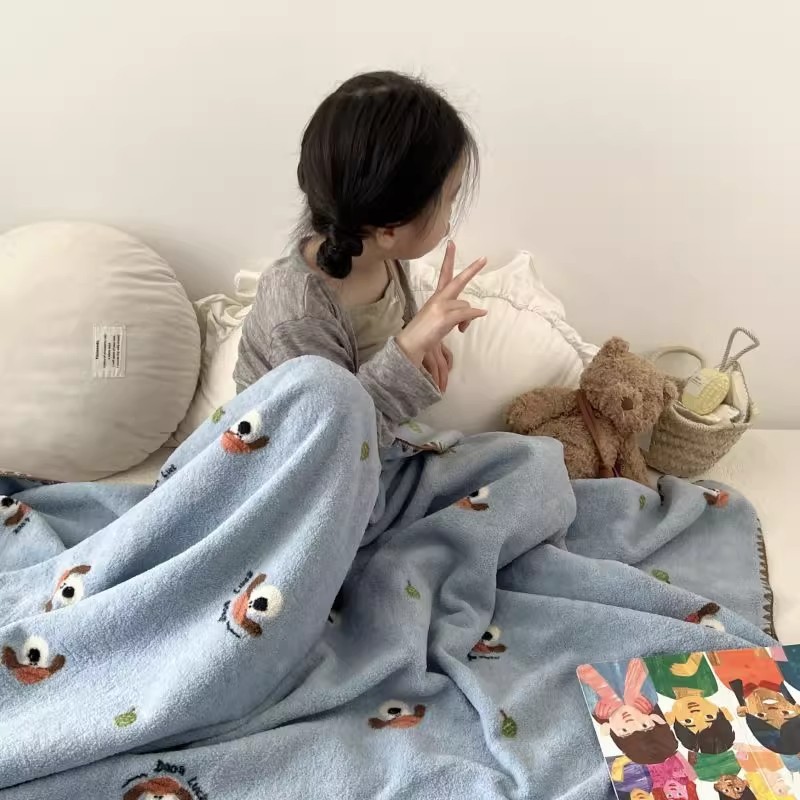 卡通舒棉绒双面绒毛毯贝壳边多功能沙发午休盖毯婴幼儿四季小毯子|undefined