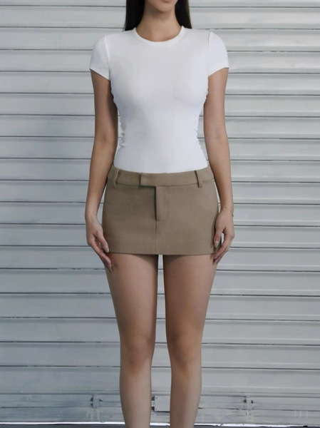 Sports fitted base summer elastic T-shirt with a round collar