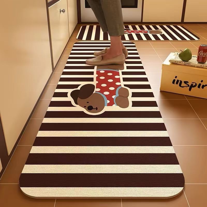 Cartoon Cute Diatom Mud Floor Mat for Kitchen, Water-Absorbing and Oil-Absorbing Household Stain-Resistant Entrance Door Mat, Non-Slip Foot Mat