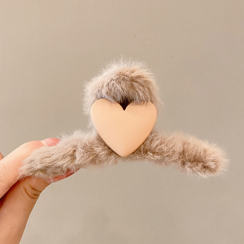 Otoño y invierno curry clip de agarre de cabeza grande clip de cabello tocado clip de tiburón 2025 nuevo peludo de gama alta agarre de cabello