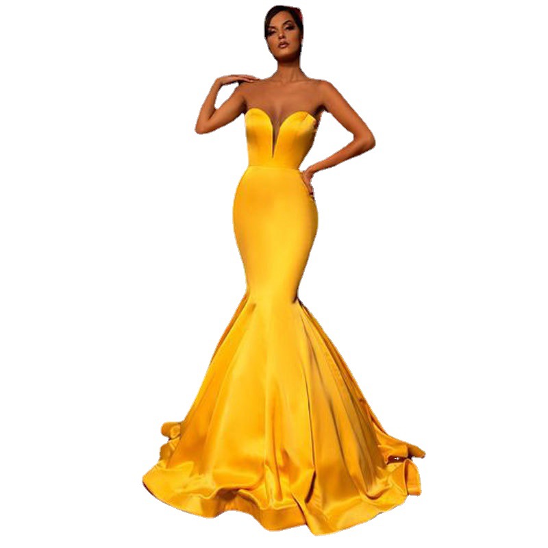 Comercio exterior europeo y americano Amazon AliExpress deseo de las mujeres vestido de noche sexy tubo superior vestido de cola de pescado slim fit adelgazamiento image 5