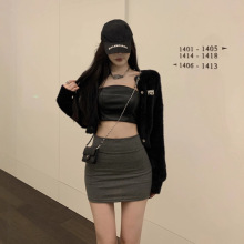 实拍2025包臀短裙弹力显瘦紧身一步裙修身性感辣妹高腰打底半身裙