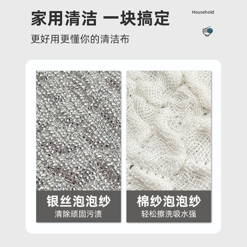 Silver Wire Sponges, Cotton Fabric Double-Sided Dishwashing Cloths, Bubble Scrubs, Bowl Cleaning Brushes, Thickened Pot Cleaning Gadget, Dishwashing Pads