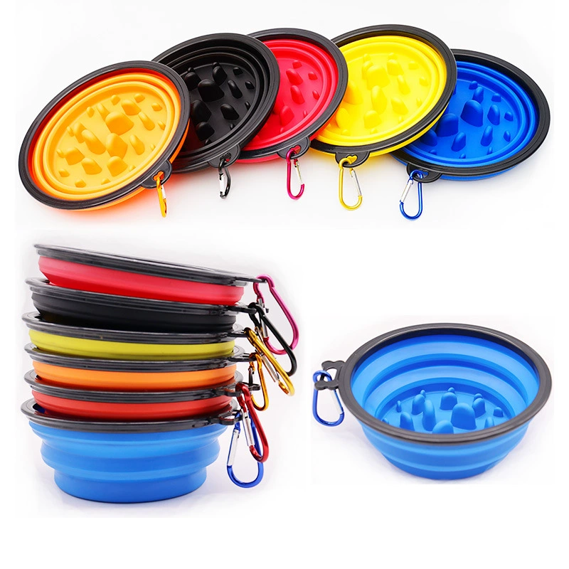 Оптовая продажа питомец силиконовая складная миска собачий таз собачий миска портативный открытый собачий рисовый таз медленная пища миска для собак