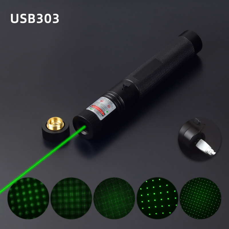 USB303 recargable láser indicador linterna estrellado infrarrojo ventas de luz láser puntero pluma Aurora tiroteo pluma