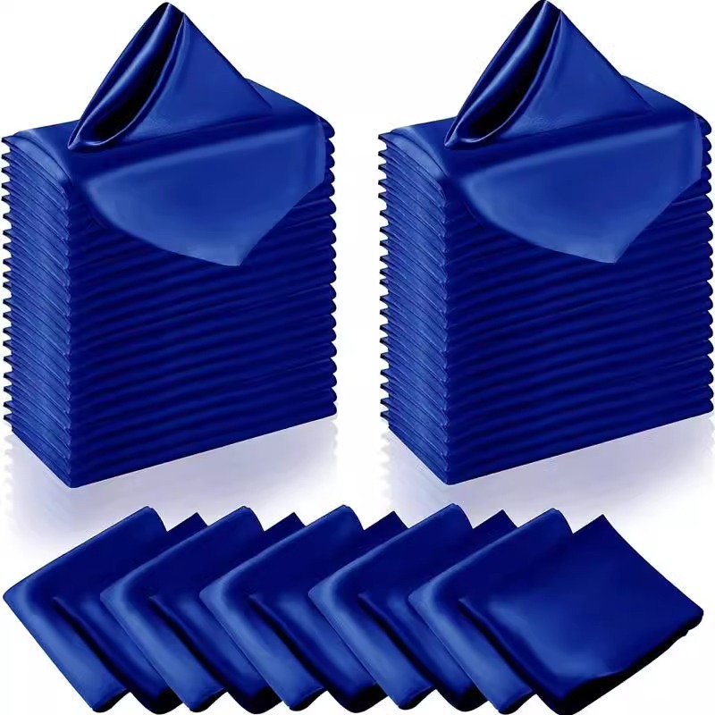 亚马逊纯色丁餐巾口布西餐方巾折花口水布擦杯布餐桌餐盘垫布