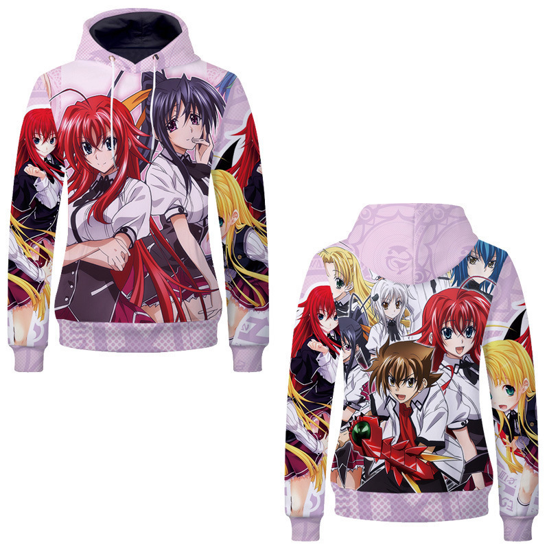 hight school dxd devil College 3D digital printing pullover hooded vests cosplay animation