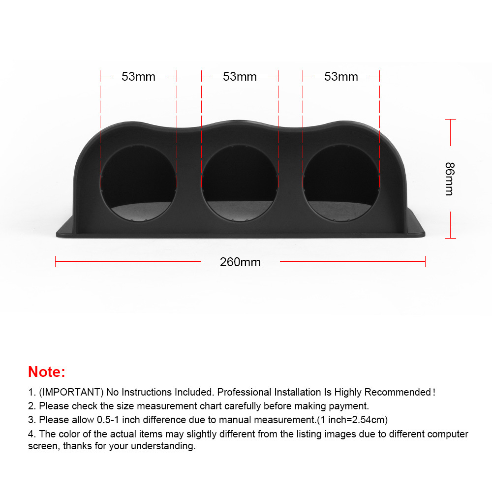 Car Modification Instrument Panel Cover 2inch Black Carbon Pattern 52mm Dual-Hole, Three-Hole, Four-Hole Instrument Panel Cover Stand