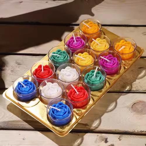 Lámpara de mantequilla de 8 horas Lámpara de mantequilla de larga duración Lámpara budista Lámpara de mantequilla de mantequilla de mantequilla de color rojo en forma de flores