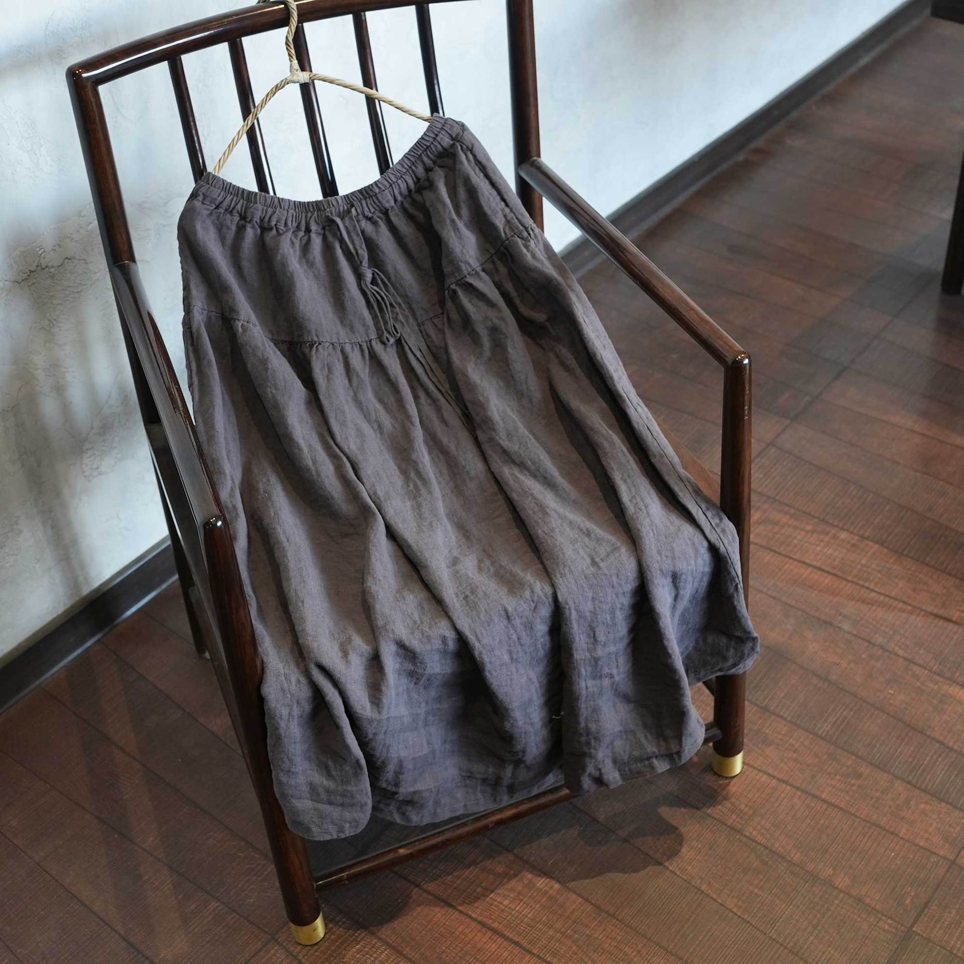 335 原创女装亚麻半身裙 宽松复古文艺休闲半裙