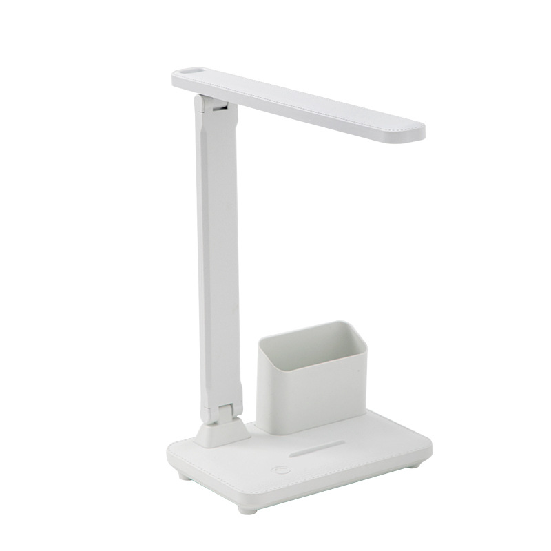 Lámpara de Escritorio con Portalápices de Plástico ABS Regulable Plegable Control Táctil para Estudio y Oficina