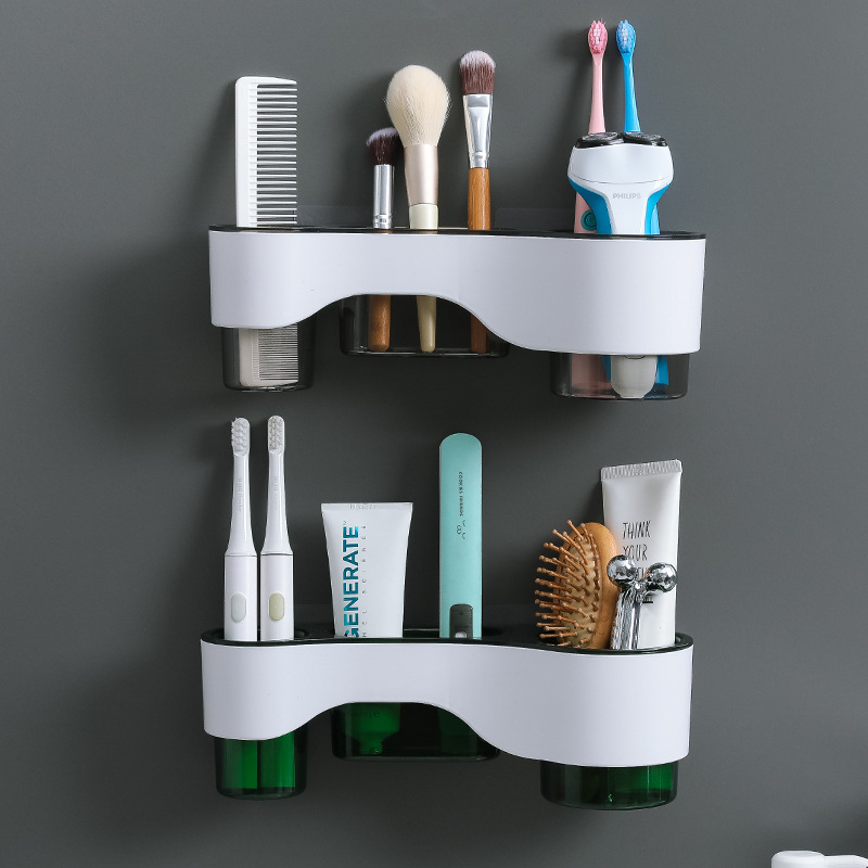 Toothbrush Holder Toilet Hair Dryer Storage Rack Non-perforated Wall-mounted Bathroom Air Drum Rack Kitchen Tableware Storage Rack