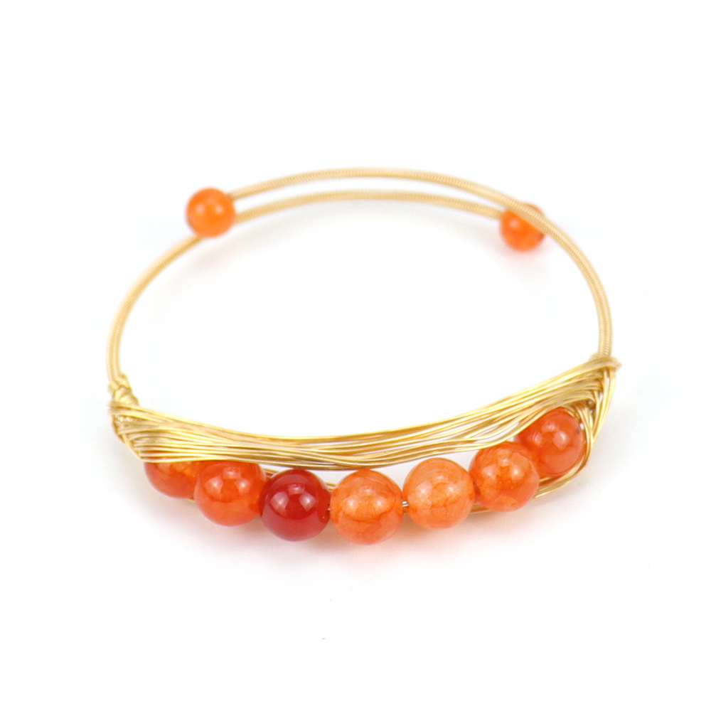 Fashion Geometric Copper Plating Natural Stone Bangle 1 Piece