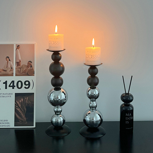 Light luxury aromatherapy candle candlestick ornaments ins retro romantic dining table candlelight dinner props home simple decoration