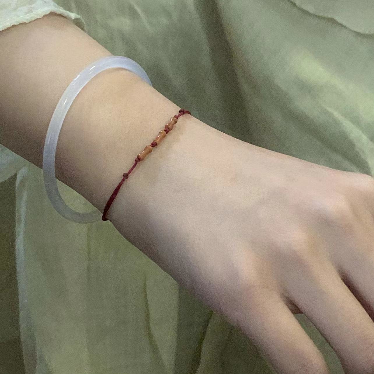 果泡  上岸橄榄核竹节复古红手绳爆款简约ins节节高升本命年红绳