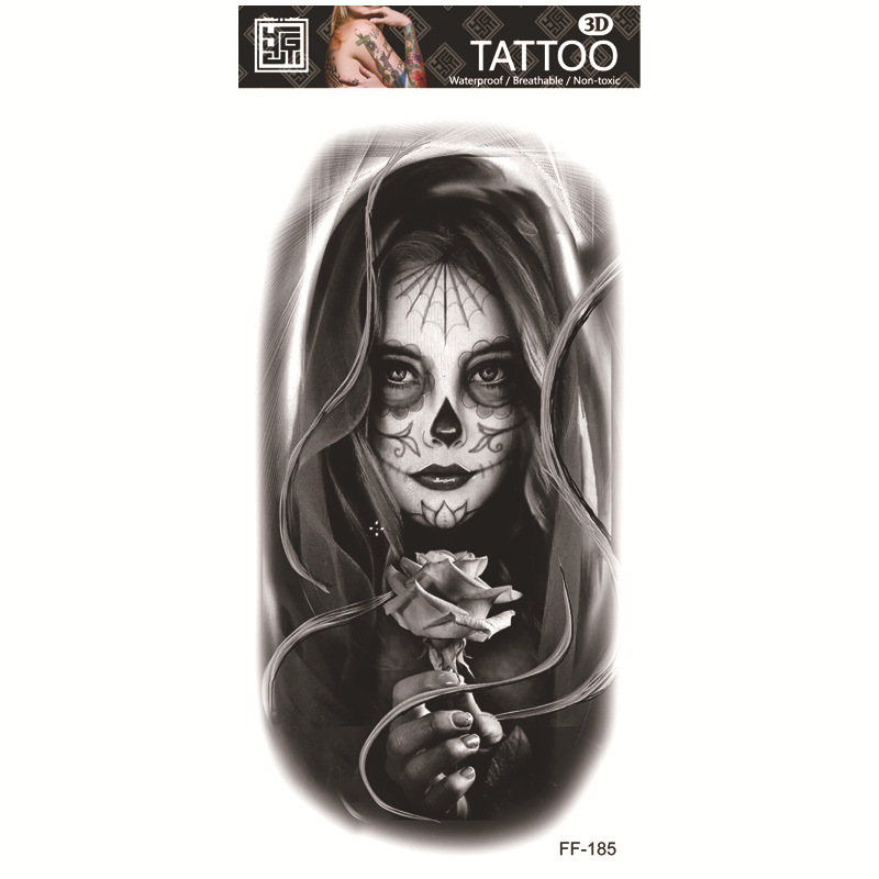 Yuanhua fábrica de pegatinas de tatuaje a prueba de agua en stock al por mayor cabeza de Lobo tótem texto árabe tatuaje pegatinas suministro transfronterizo