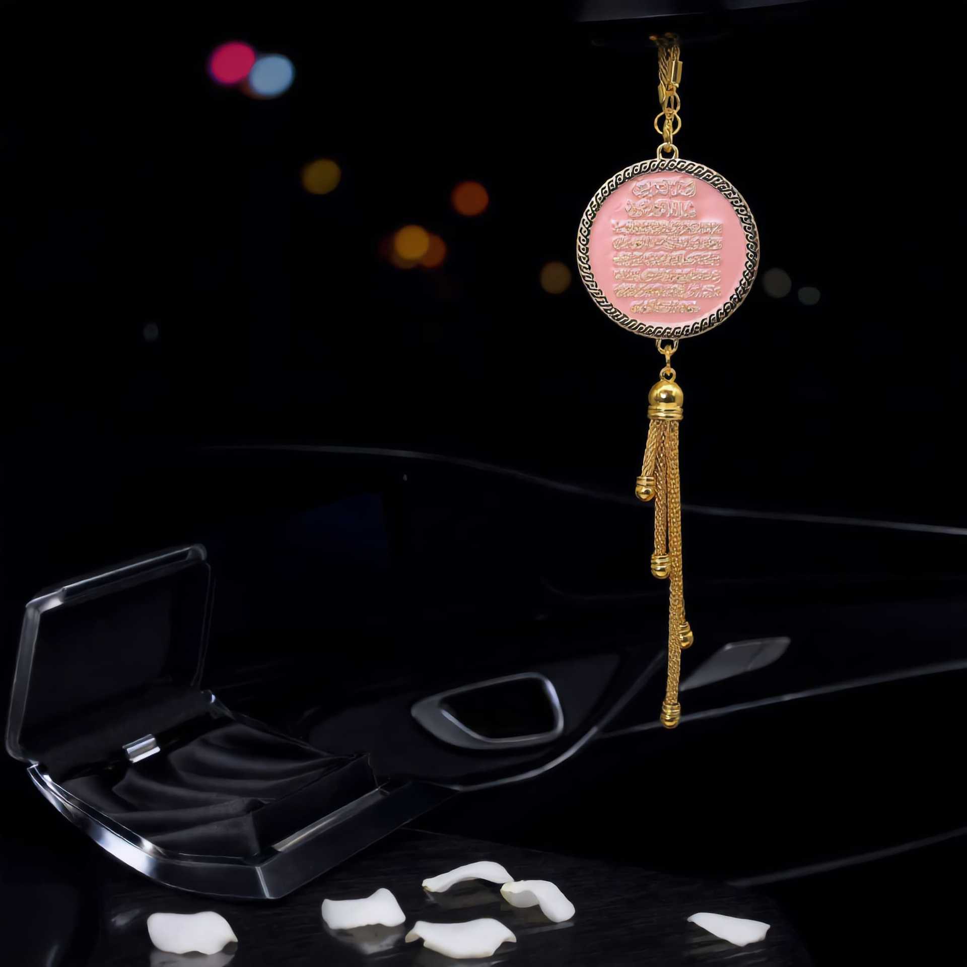 Cross-Border Southeast Asia Zinc Alloy Middle Eastern Style Multicolor Moon-Shaped Car Interior Rearview Mirror Hanging Ornament Car Decoration Factory
