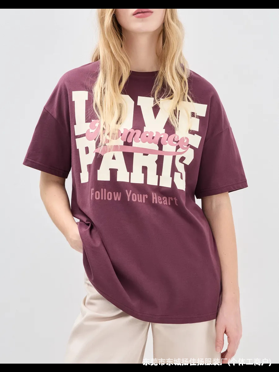 100% Pure Cotton Short-Sleeved T-Shirt, American Style, Versatile, Trendy, Retro, Niche, Artistic Print, Chic Top